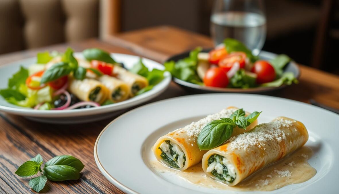 Accompagnement cannelloni avec salade verte