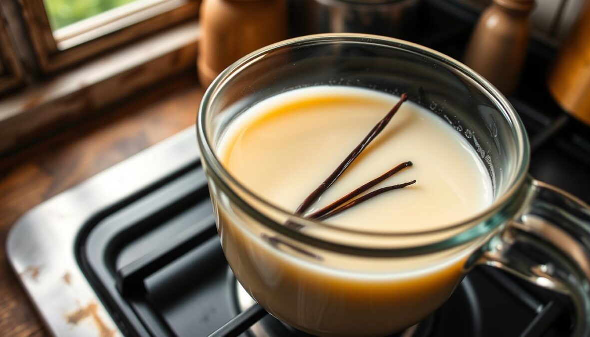 Infusion de vanille pour flan pâtissier