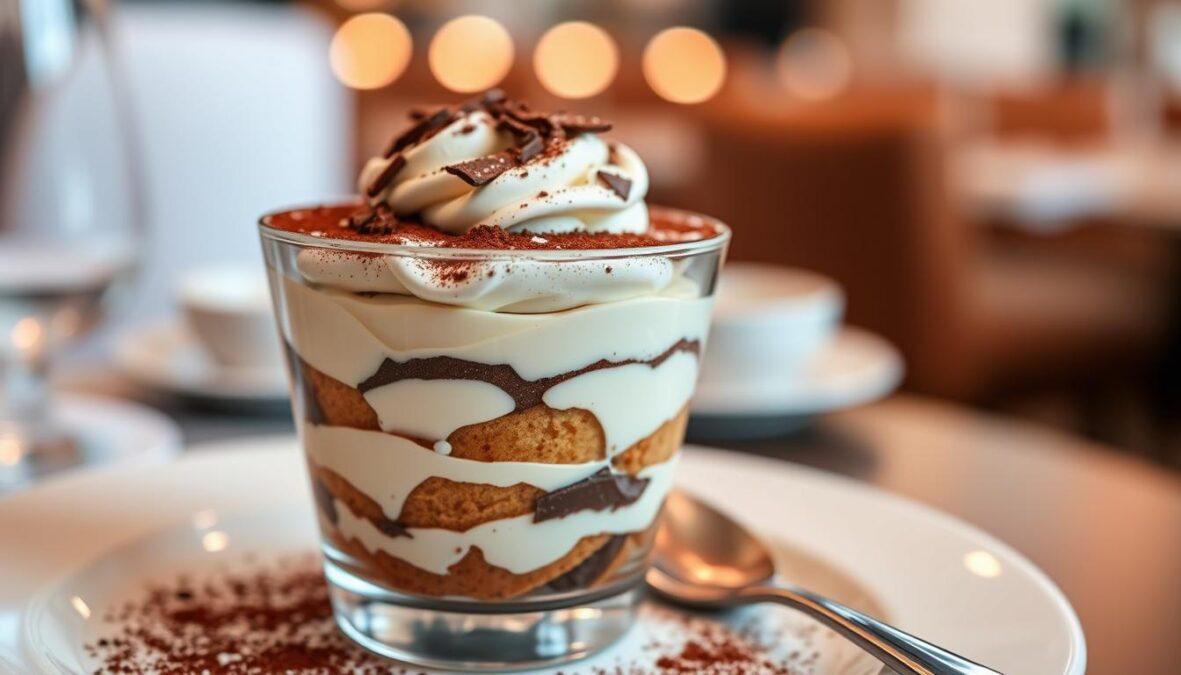 Tiramisu servi dans une verrine élégante
