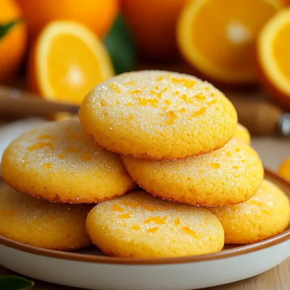 Biscuits à l’orange faits maison Biscuits à l’orange dorés sur une assiette blanche rustique