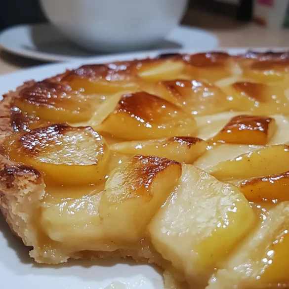 Recette de tarte aux pommes maison Tarte aux pommes maison avec une pâte croustillante et des pommes dorées, vue en gros plan