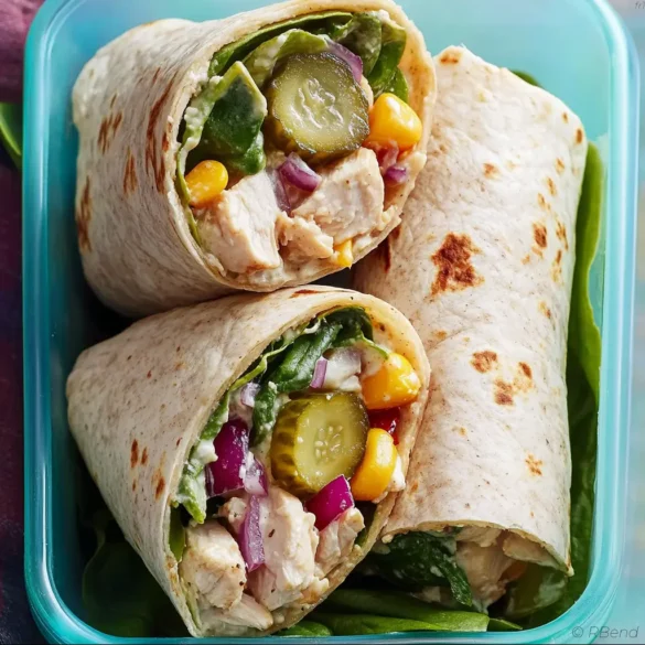 Wrap au Poulet Sucré Salé Wrap au poulet sucré salé avec yaourt, miel, pousses et grenade