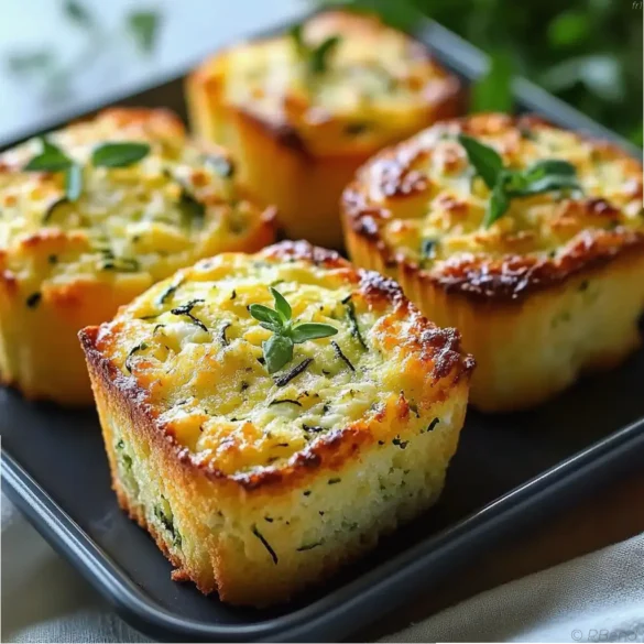 Moelleux chèvre courgette Moelleux au chèvre et courgette doré servi avec salade verte
