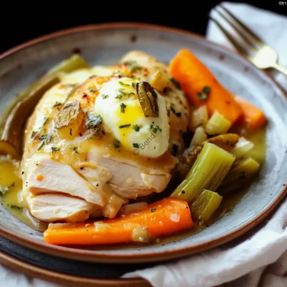 Poule au pot sauce gribiche Poule au pot servie avec sauce gribiche froide et légumes