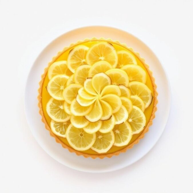Tarte au citron décorée de fines tranches de citron Tarte au citron décorée de fines tranches de citron