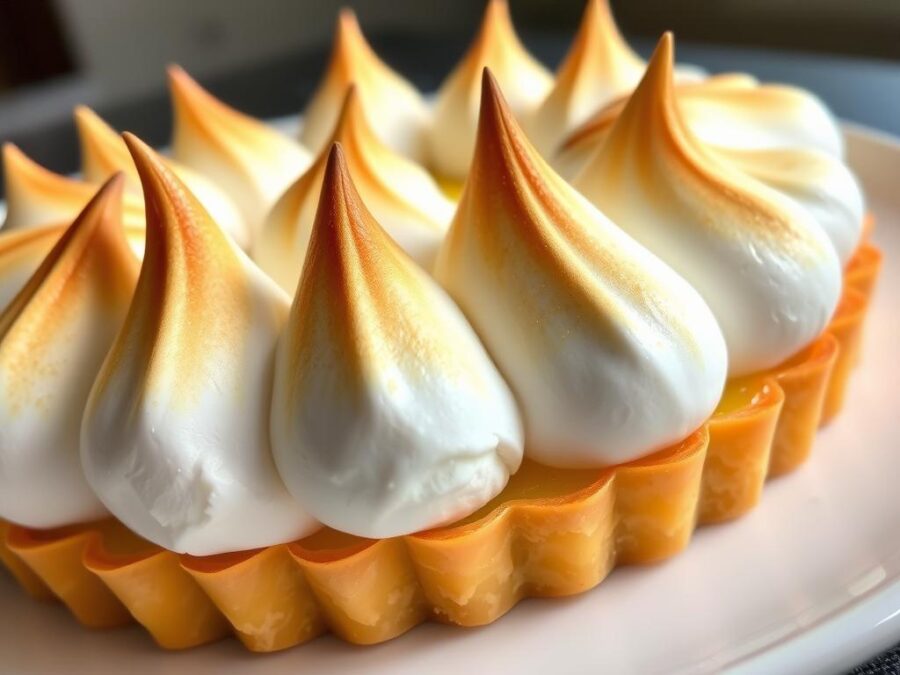 Tarte au citron meringuée avec meringue dorée et légèrement caramélisée Tarte au citron meringuée avec meringue dorée et légèrement caramélisée
